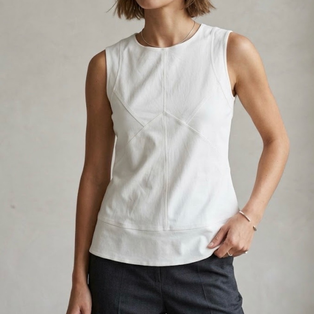 Frauenschuh Austria White Technical Seam Sleeveless Top Luxury Size 1 US S